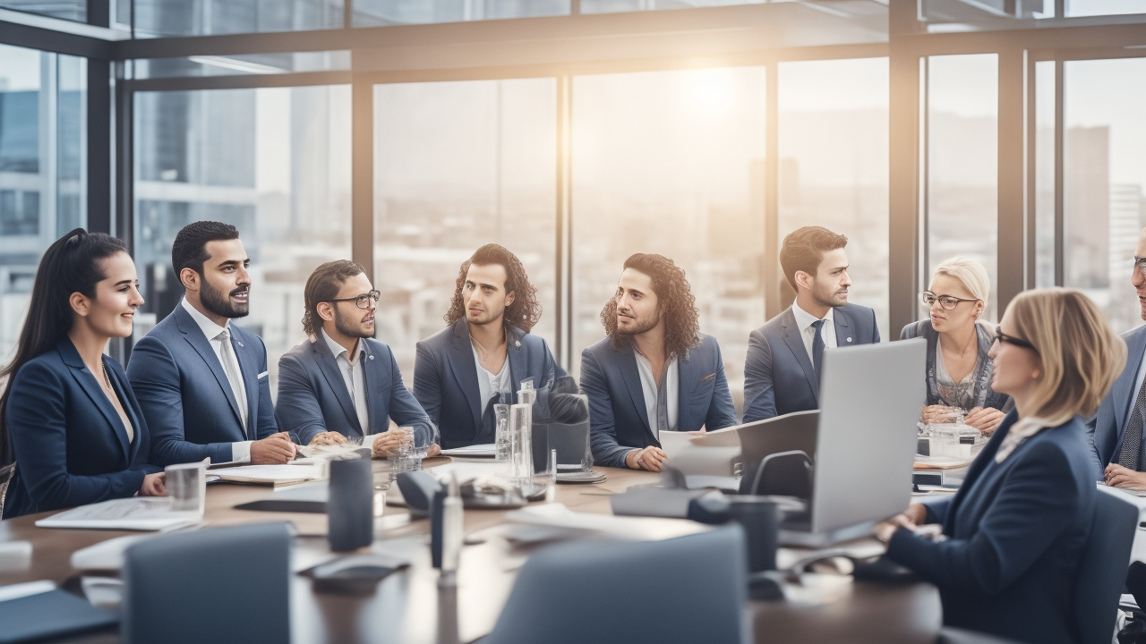 A diverse group of professional-looking Turkish employees and HR leaders engaged in a transparent, respectful conversation in a modern office setting, conveying trust, collaboration, and ethical leadership with warm, natural lighting and a cinematic, editorial style.