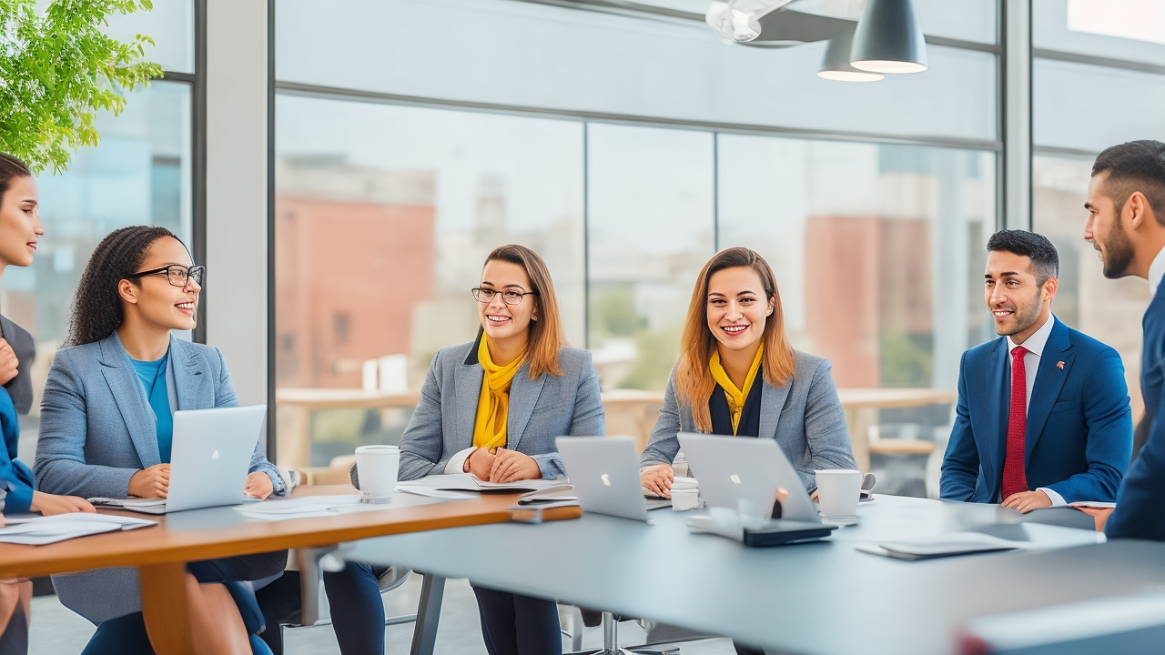 A diverse group of professional recruiters and job candidates engaged in a transparent, respectful interview process within a modern office in Istanbul, with warm natural light highlighting expressions of fairness and collaboration, conveying ethical and inclusive hiring practices in Turkey’s emerging market.