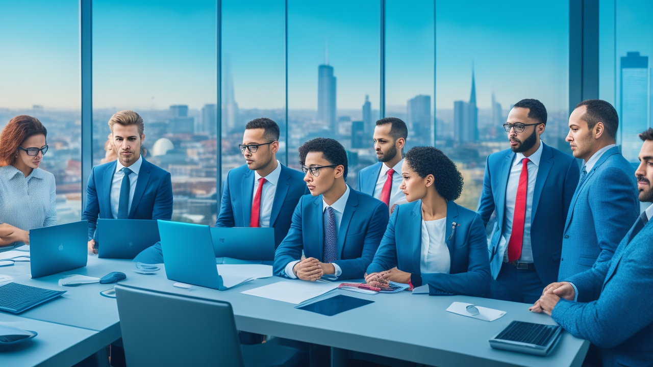 A cinematic editorial photograph of a diverse group of business professionals collaborating around a sleek digital touchscreen table displaying dynamic, abstract data visualizations, set in a modern Istanbul office with a panoramic cityscape in the background symbolizing Turkey’s innovative tech and startup ecosystem.
