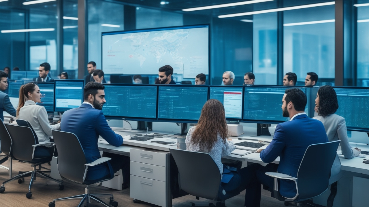 A dynamic, cinematic editorial photo of a modern Turkish office bustling with diverse recruiters collaborating over digital job boards and analytics dashboards on large screens, with subtle Turkish cultural elements and sleek tech devices creating a vibrant atmosphere of high-volume hiring and data-driven applicant flow optimization.